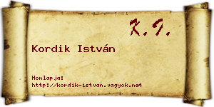 Kordik István névjegykártya